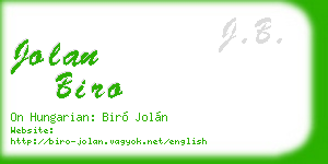 jolan biro business card